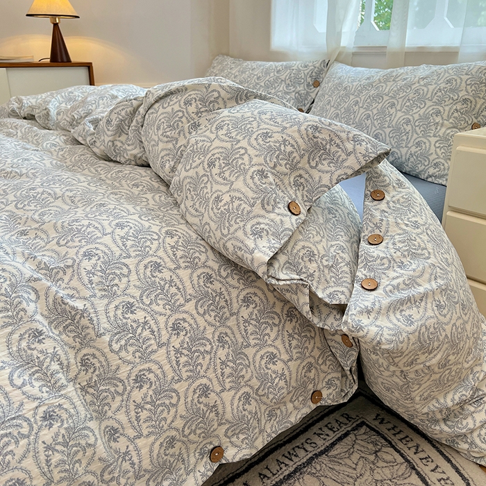 91家纺网 家纺一手货源 找家纺 优尚佳生活馆 2025秋冬新款高克重亚麻复古侘季风复麻系列四件套 雅灰逸韵