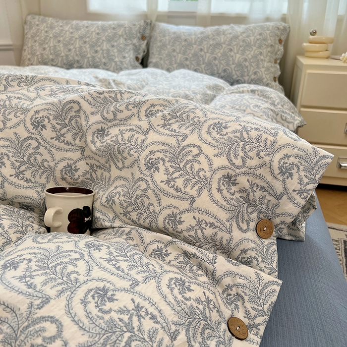 91家纺网 家纺一手货源 找家纺 优尚佳生活馆 2025秋冬新款高克重亚麻复古侘季风复麻系列四件套 雅灰逸韵