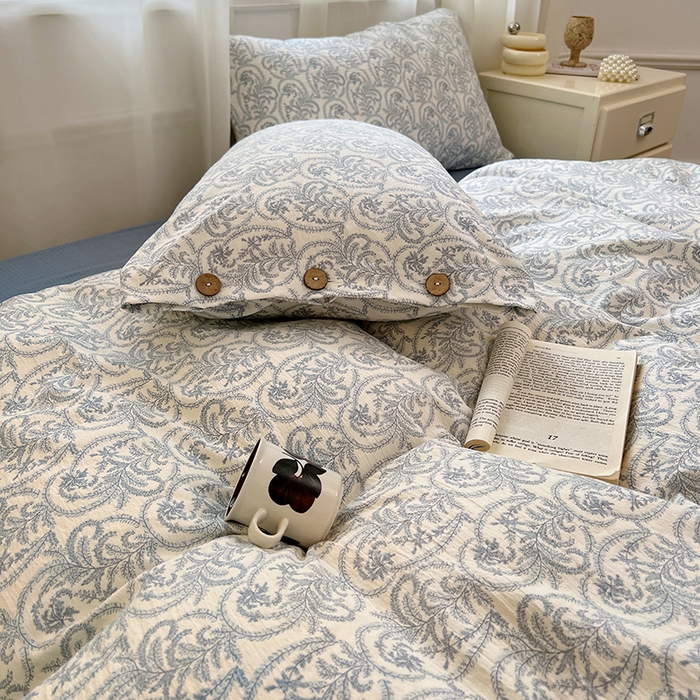 91家纺网 家纺一手货源 找家纺 优尚佳生活馆 2025秋冬新款高克重亚麻复古侘季风复麻系列四件套 雅灰逸韵