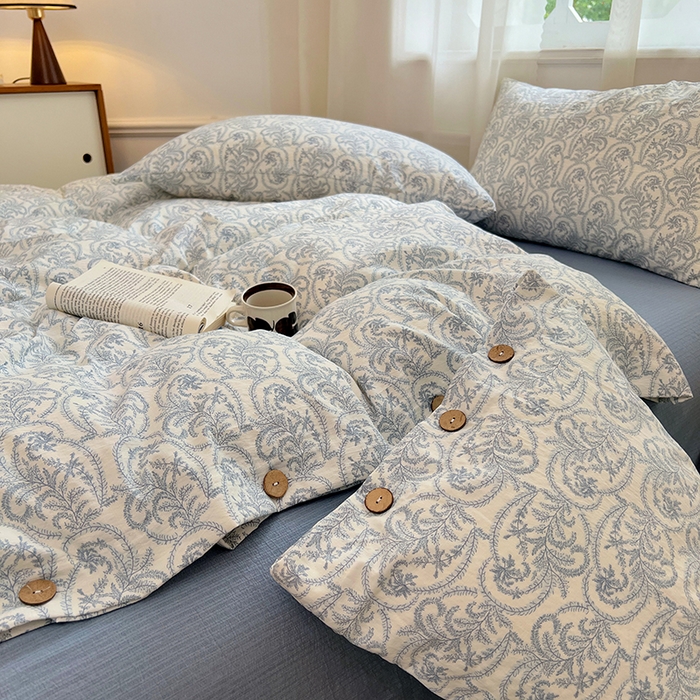 91家纺网 家纺一手货源 找家纺 优尚佳生活馆 2025秋冬新款高克重亚麻复古侘季风复麻系列四件套 雅灰逸韵