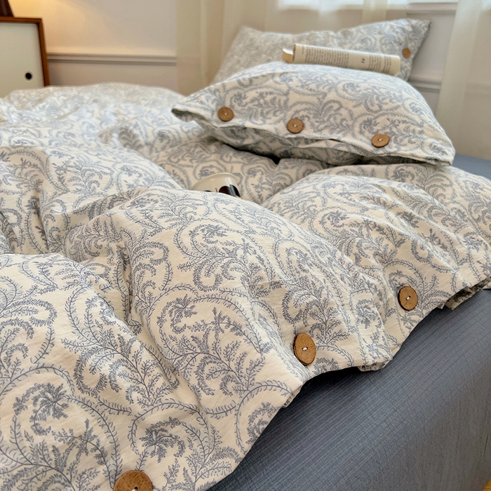 91家纺网 家纺一手货源 找家纺 优尚佳生活馆 2025秋冬新款高克重亚麻复古侘季风复麻系列四件套 雅灰逸韵