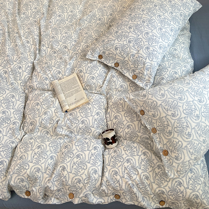 91家纺网 家纺一手货源 找家纺 优尚佳生活馆 2025秋冬新款高克重亚麻复古侘季风复麻系列四件套 雅灰逸韵