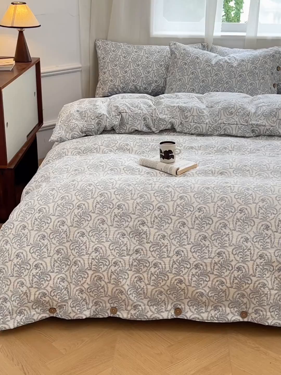 91家纺网 家纺一手货源 找家纺 优尚佳生活馆 2025秋冬新款高克重亚麻复古侘季风复麻系列四件套 雅灰逸韵