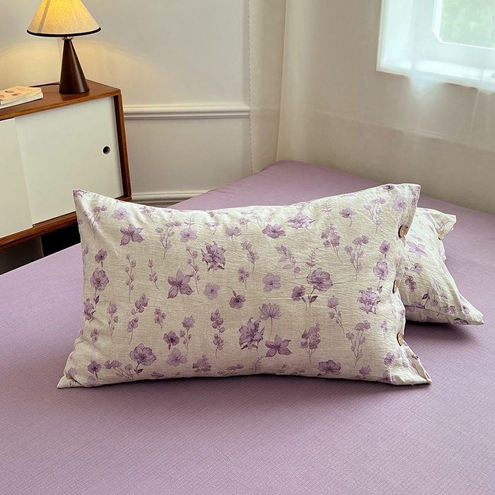 91家纺网 家纺一手货源 找家纺 优尚佳生活馆 2025秋冬新款高克重亚麻复古侘季风复麻系列四件套 紫菀