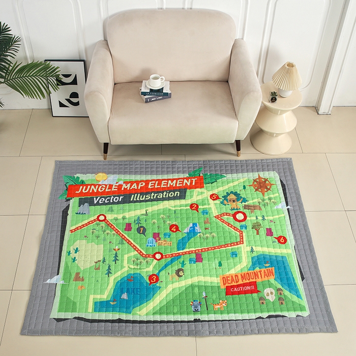 91家纺网 家纺一手货源 找家纺 （总）沁童家纺 北欧风长方形加厚地垫儿童爬爬垫