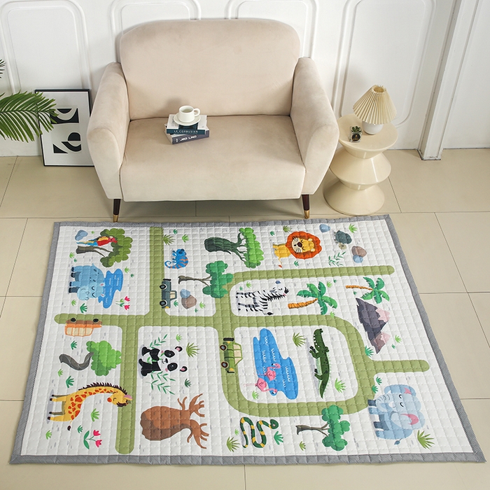 91家纺网 家纺一手货源 找家纺 （总）沁童家纺 北欧风长方形加厚地垫儿童爬爬垫