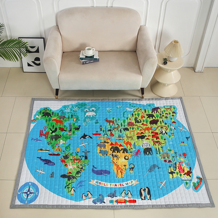 91家纺网 家纺一手货源 找家纺 （总）沁童家纺 北欧风长方形加厚地垫儿童爬爬垫