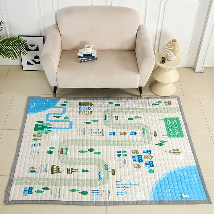 91家纺网 家纺一手货源 找家纺 （总）沁童家纺 北欧风长方形加厚地垫儿童爬爬垫