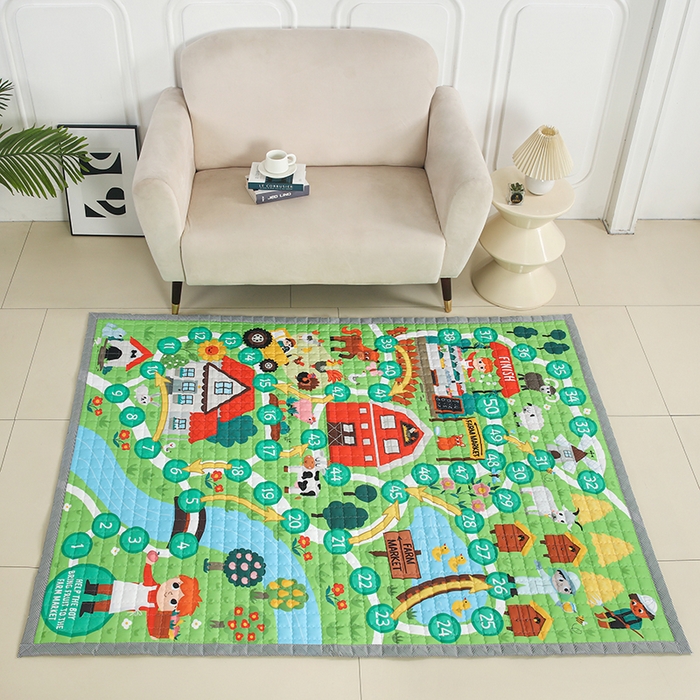 91家纺网 家纺一手货源 找家纺 （总）沁童家纺 北欧风长方形加厚地垫儿童爬爬垫