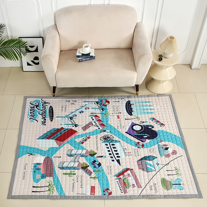 91家纺网 家纺一手货源 找家纺 （总）沁童家纺 北欧风长方形加厚地垫儿童爬爬垫