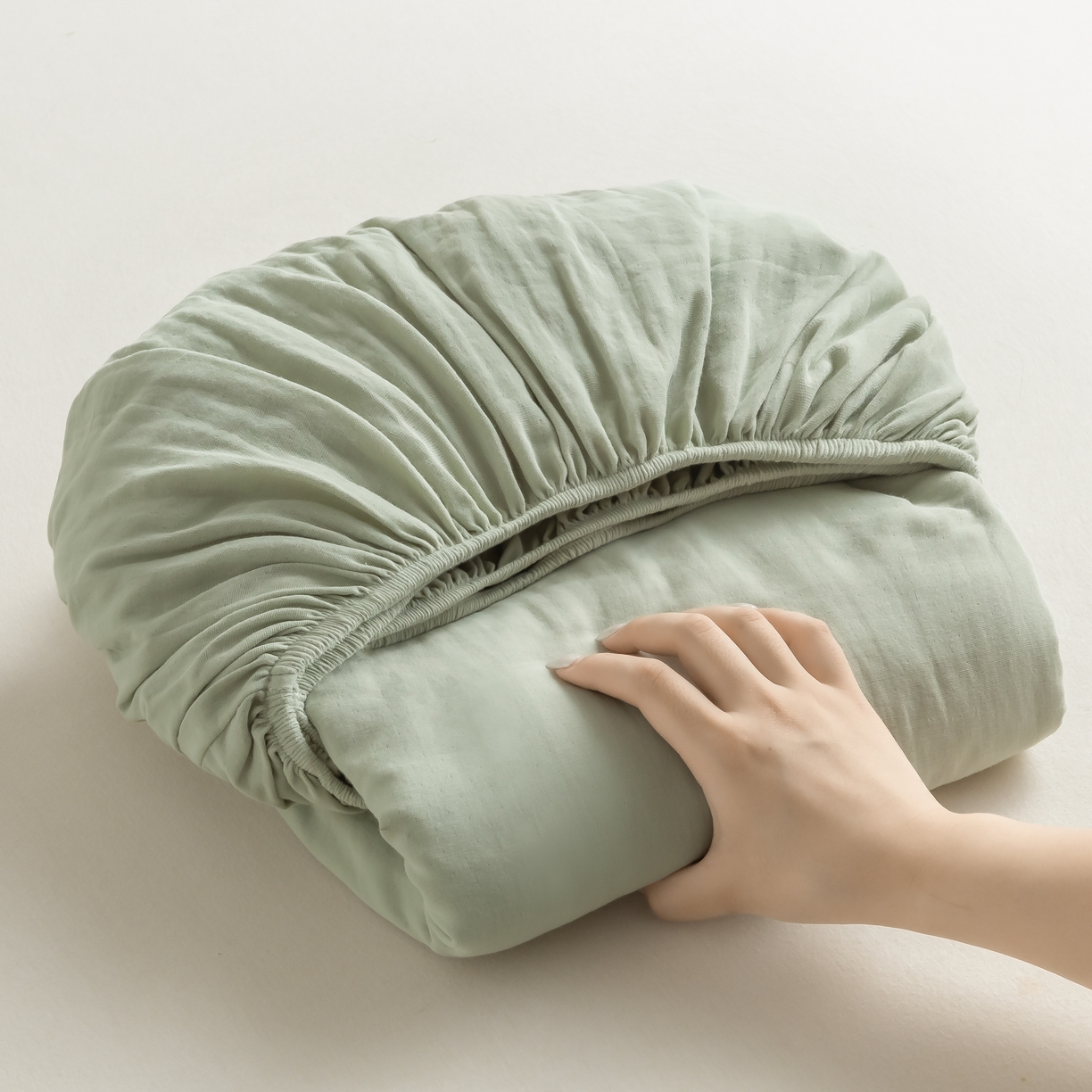 91家纺网 家纺一手货源 找家纺 晨晨家纺 2025新款全棉水洗棉床笠 薄荷绿