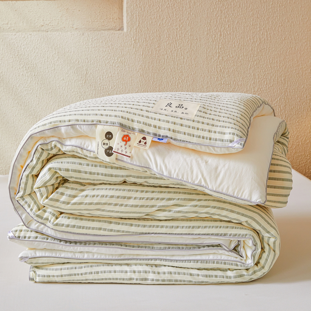 金喜家居 2025秋冬新款色织提花大豆被学生被被子被芯春秋被冬被 豆绿