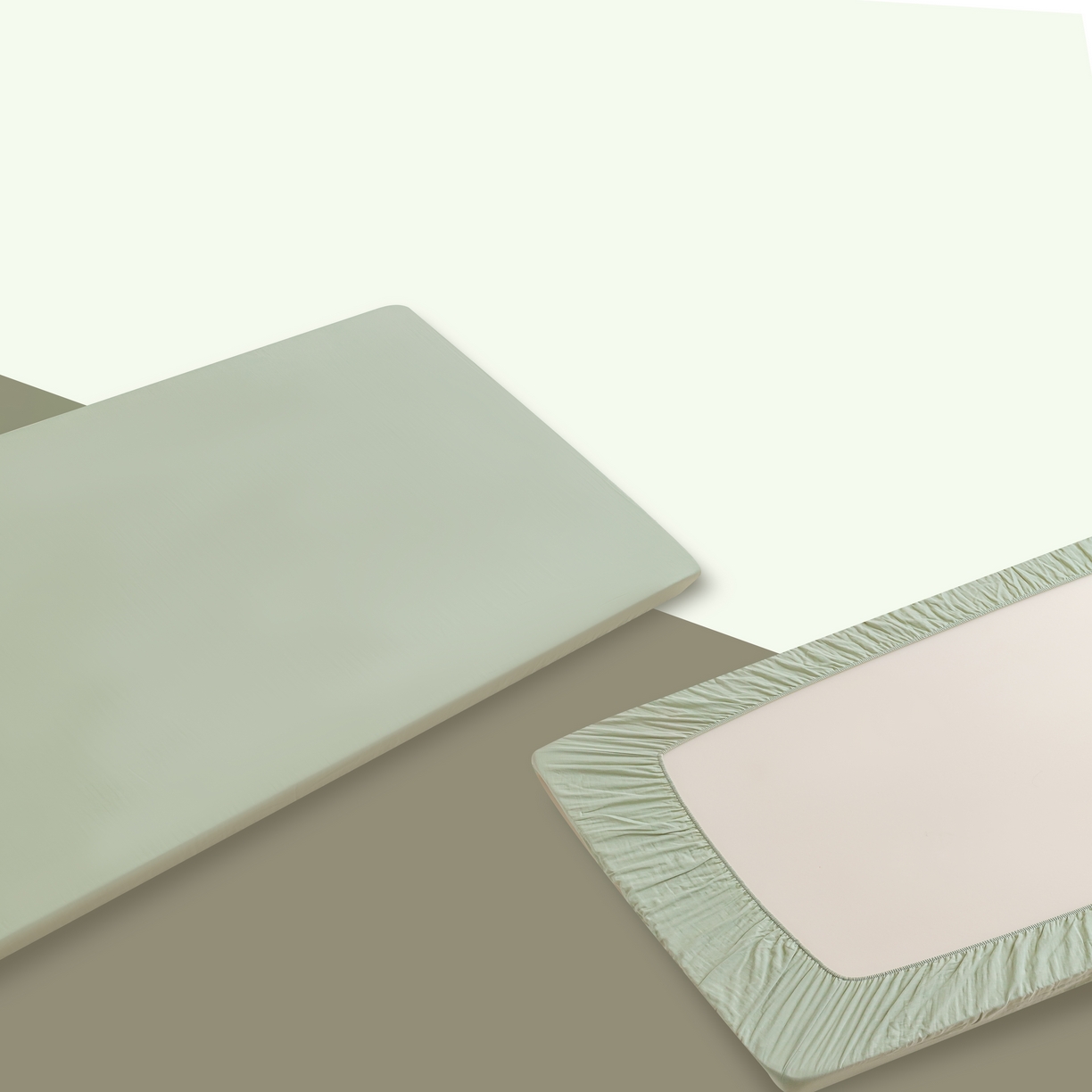 91家纺网 家纺一手货源 找家纺 晨晨家纺 2025新款全棉水洗棉床笠 薄荷绿