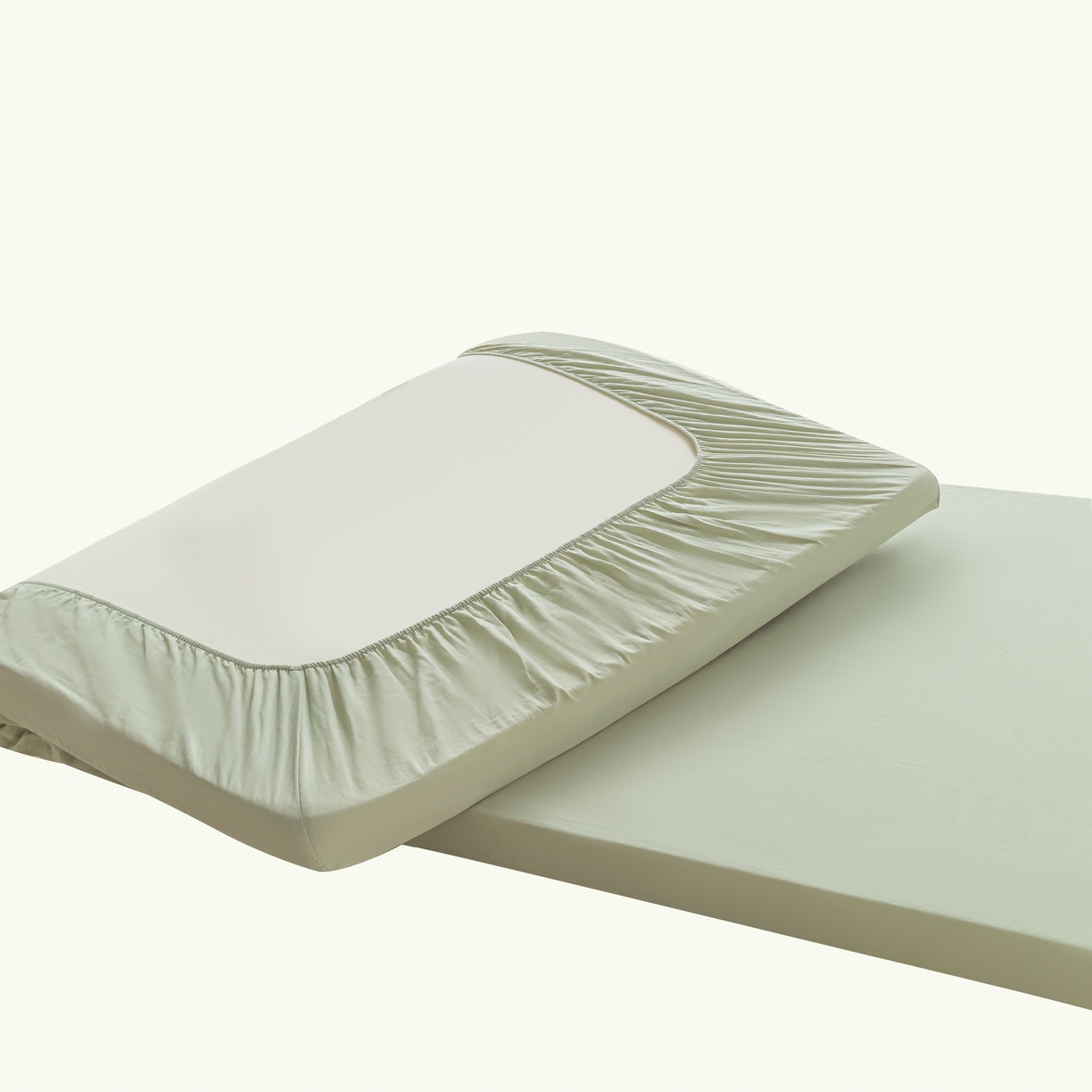 91家纺网 家纺一手货源 找家纺 晨晨家纺 2025新款全棉水洗棉床笠 薄荷绿