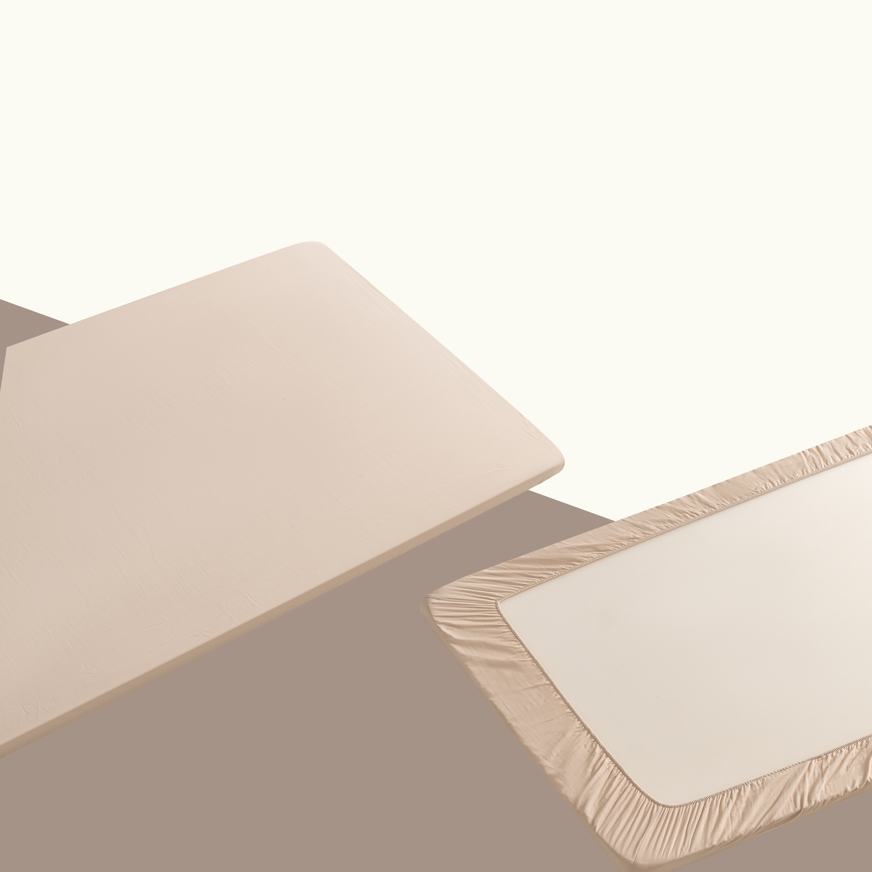 91家纺网 家纺一手货源 找家纺 晨晨家纺 2025新款全棉水洗棉床笠 卡其