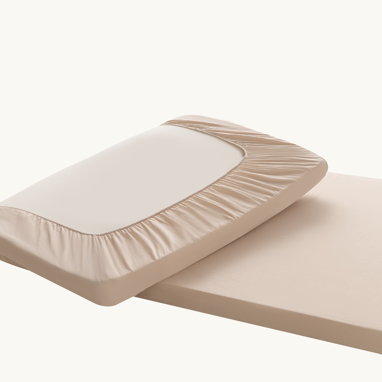 91家纺网 家纺一手货源 找家纺 晨晨家纺 2025新款全棉水洗棉床笠 卡其