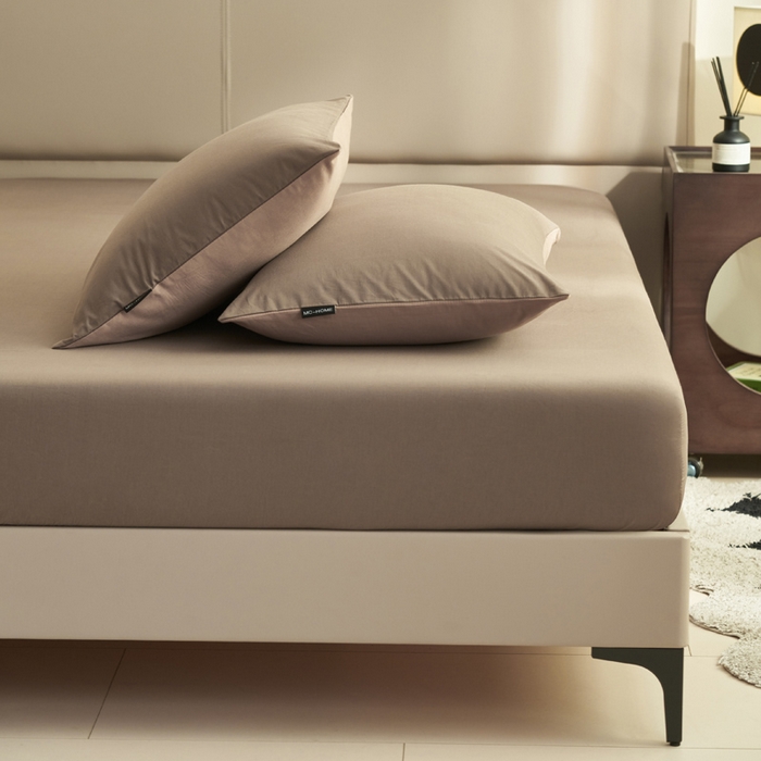 91家纺网 家纺一手货源 找家纺 晨晨家纺 2025新款全棉水洗棉床笠 暖木棕