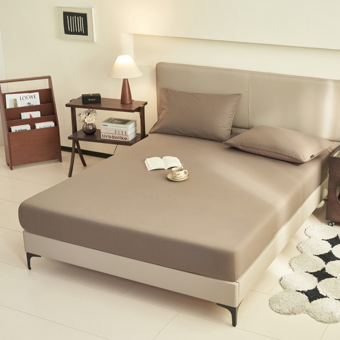 91家纺网 家纺一手货源 找家纺 晨晨家纺 2025新款全棉水洗棉床笠 暖木棕