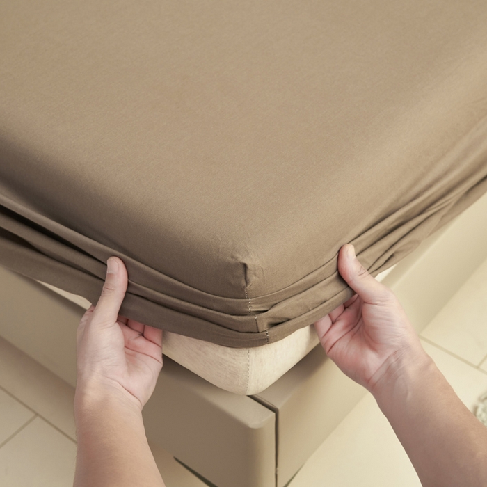 91家纺网 家纺一手货源 找家纺 晨晨家纺 2025新款全棉水洗棉床笠 暖木棕