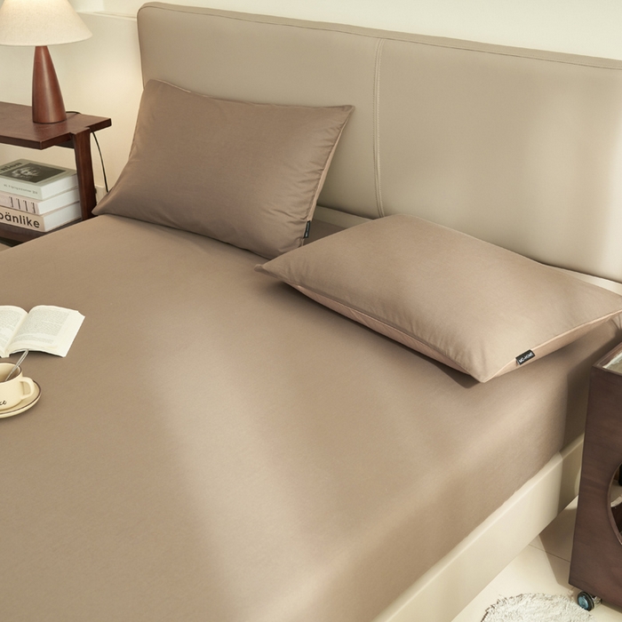 91家纺网 家纺一手货源 找家纺 晨晨家纺 2025新款全棉水洗棉床笠 暖木棕