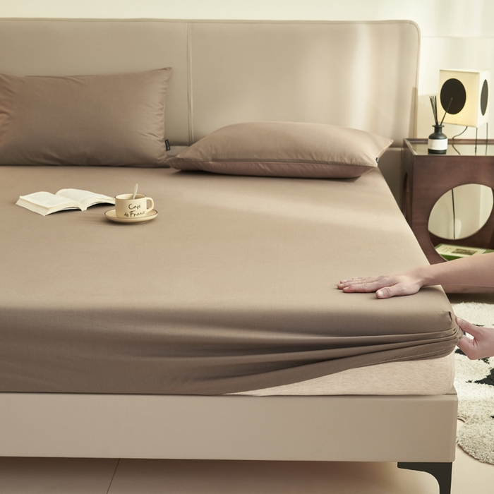 91家纺网 家纺一手货源 找家纺 晨晨家纺 2025新款全棉水洗棉床笠 暖木棕