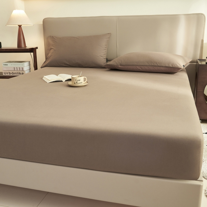 91家纺网 家纺一手货源 找家纺 晨晨家纺 2025新款全棉水洗棉床笠 暖木棕