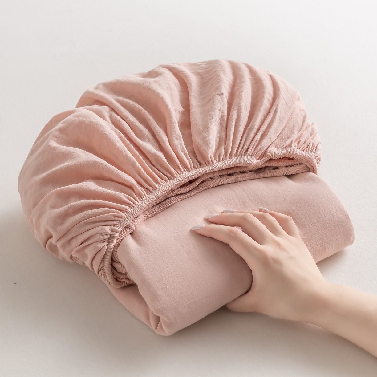 晨晨家纺 2025新款全棉水洗棉床笠 藕粉色