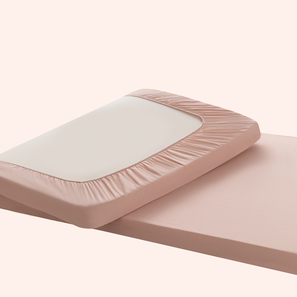 91家纺网 家纺一手货源 找家纺 晨晨家纺 2025新款全棉水洗棉床笠 藕粉色