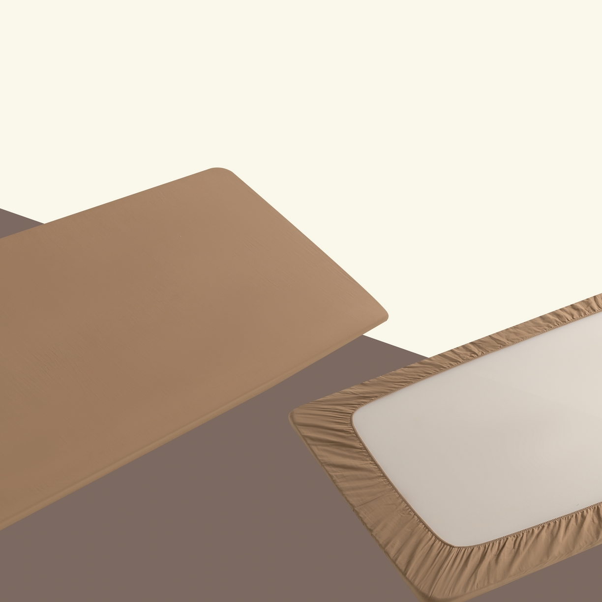 91家纺网 家纺一手货源 找家纺 晨晨家纺 2025新款全棉水洗棉床笠 深棕色