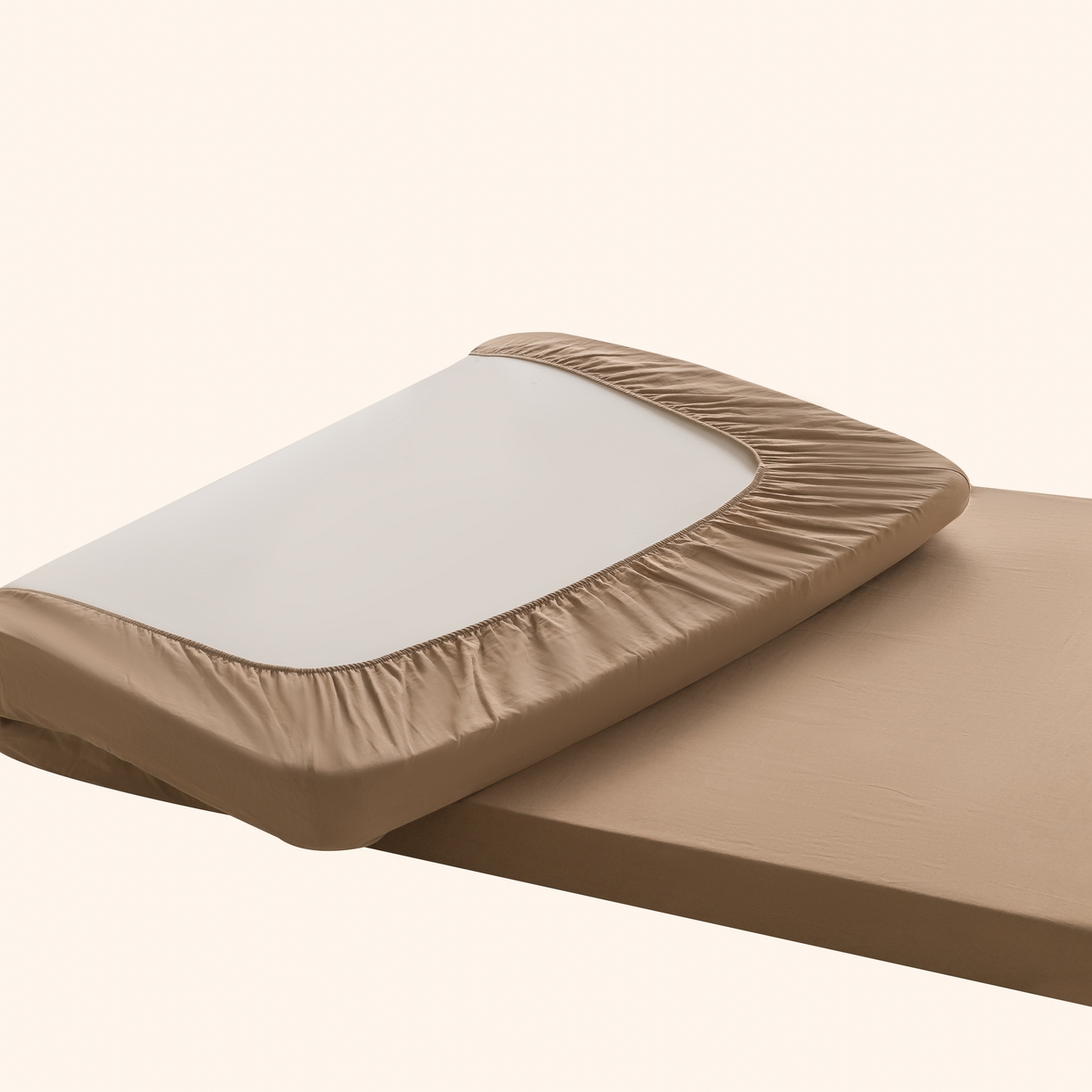 91家纺网 家纺一手货源 找家纺 晨晨家纺 2025新款全棉水洗棉床笠 深棕色