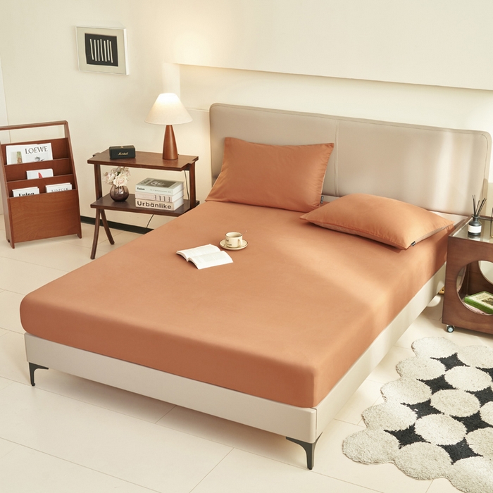 91家纺网 家纺一手货源 找家纺 晨晨家纺 2025新款全棉水洗棉床笠 碳烤栗子