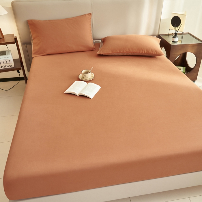 91家纺网 家纺一手货源 找家纺 晨晨家纺 2025新款全棉水洗棉床笠 碳烤栗子