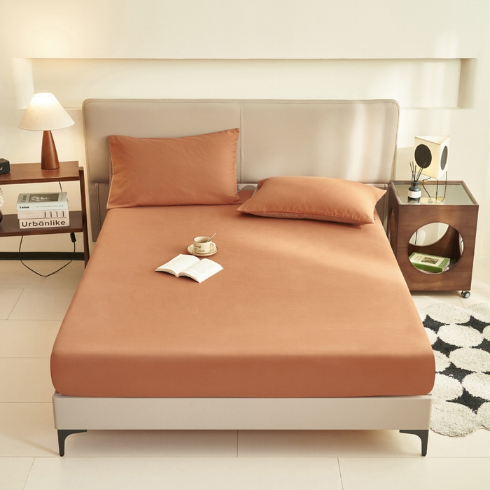 91家纺网 家纺一手货源 找家纺 晨晨家纺 2025新款全棉水洗棉床笠 碳烤栗子