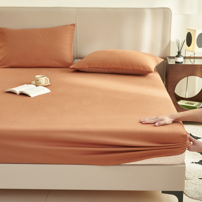 91家纺网 家纺一手货源 找家纺 晨晨家纺 2025新款全棉水洗棉床笠 碳烤栗子