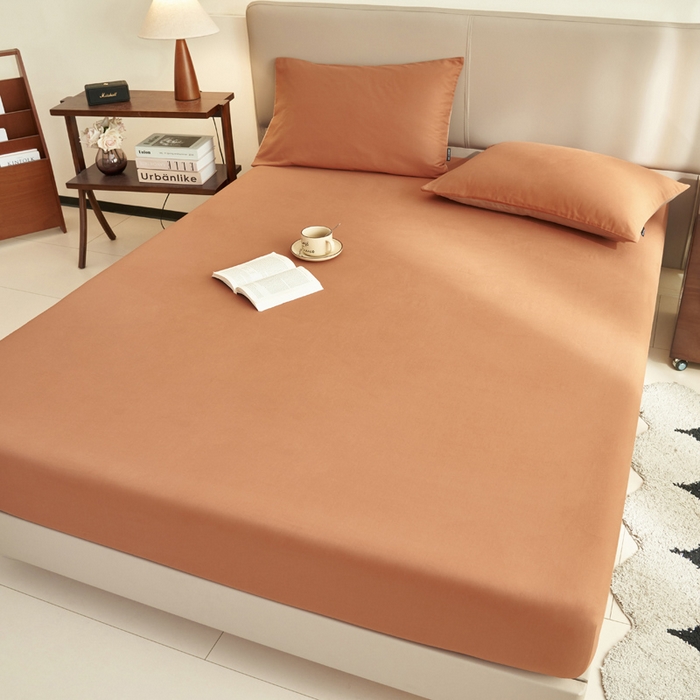 91家纺网 家纺一手货源 找家纺 晨晨家纺 2025新款全棉水洗棉床笠 碳烤栗子