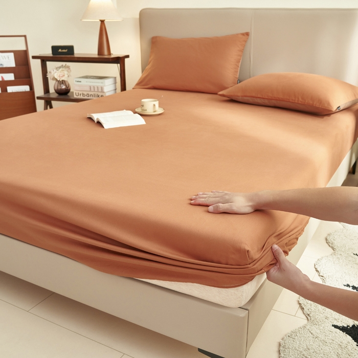 91家纺网 家纺一手货源 找家纺 晨晨家纺 2025新款全棉水洗棉床笠 碳烤栗子