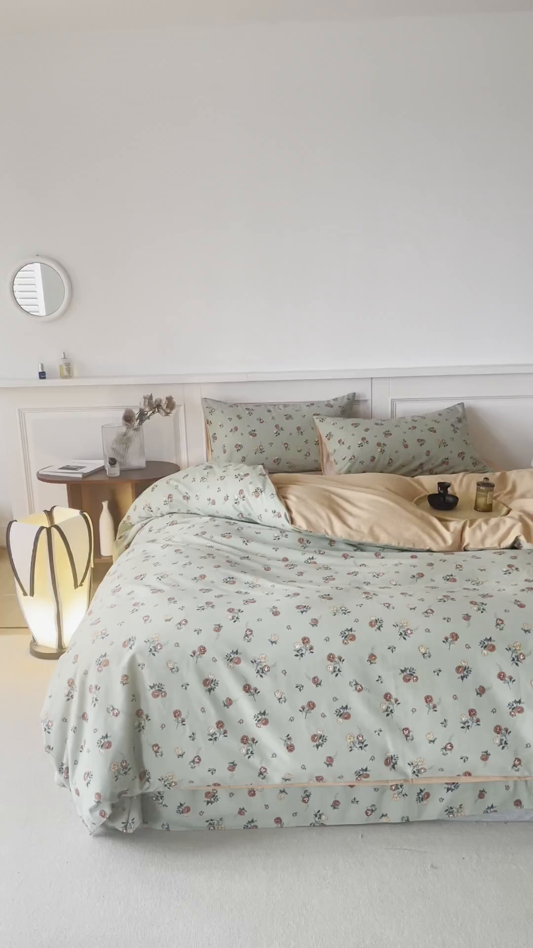 91家纺网 家纺一手货源 找家纺 绫韵家纺 2025秋冬新款印花全棉磨毛冬季加厚纯棉磨毛三件套四件套系列 爱如夏花绿