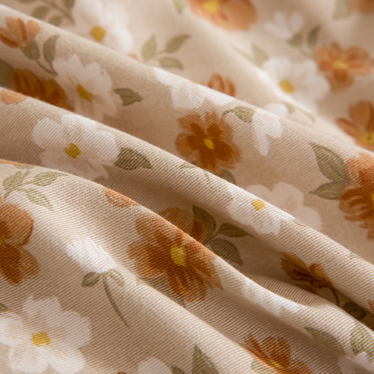 91家纺网 家纺一手货源 找家纺 绫韵家纺 2025秋冬新款印花全棉磨毛冬季加厚纯棉磨毛三件套四件套系列 采薇-元气橙