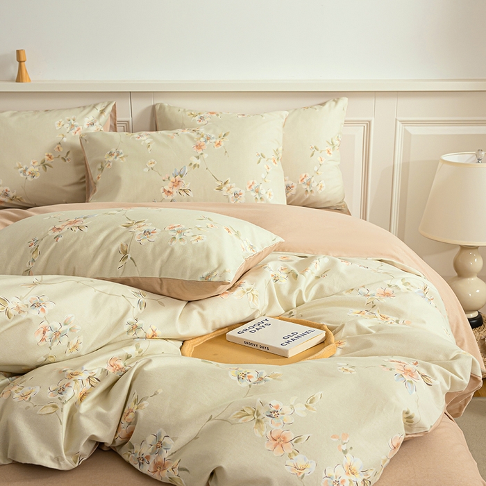 绫韵家纺 2025秋冬新款印花全棉磨毛冬季加厚纯棉磨毛三件套四件套系列 朵媞-绿