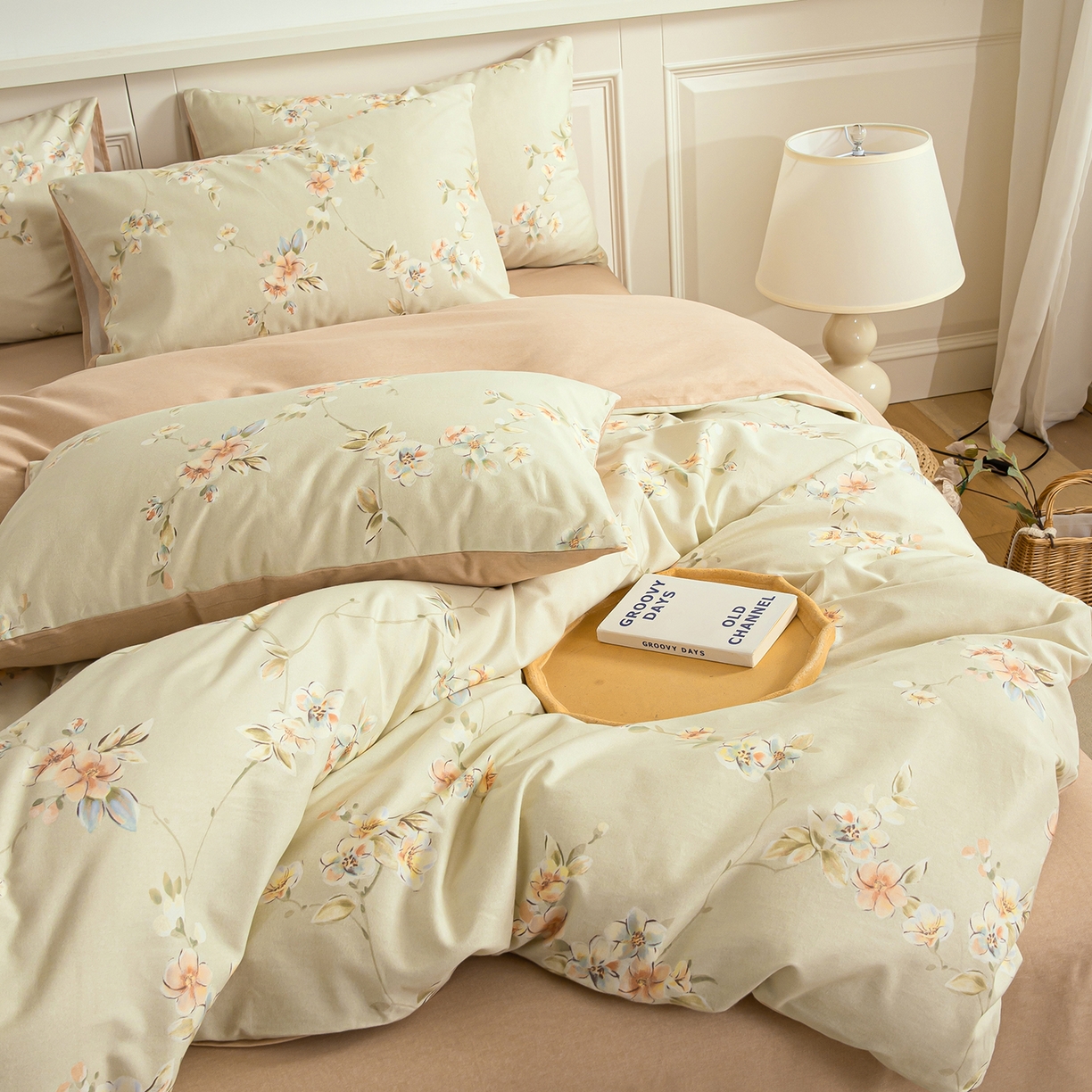 91家纺网 家纺一手货源 找家纺 绫韵家纺 2025秋冬新款印花全棉磨毛冬季加厚纯棉磨毛三件套四件套系列 朵媞-绿