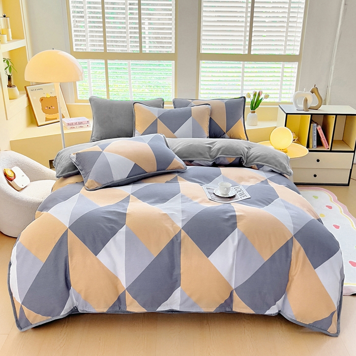 91家纺网 家纺一手货源 找家纺 琪琪阁家纺 2025新款A类全棉纯棉加牛奶绒包边款单被套四件套 布兰卡