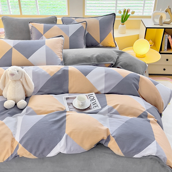 91家纺网 家纺一手货源 找家纺 琪琪阁家纺 2025新款A类全棉纯棉加牛奶绒包边款单被套四件套 布兰卡