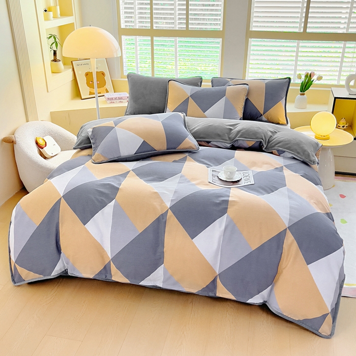 91家纺网 家纺一手货源 找家纺 琪琪阁家纺 2025新款A类全棉纯棉加牛奶绒包边款单被套四件套 布兰卡