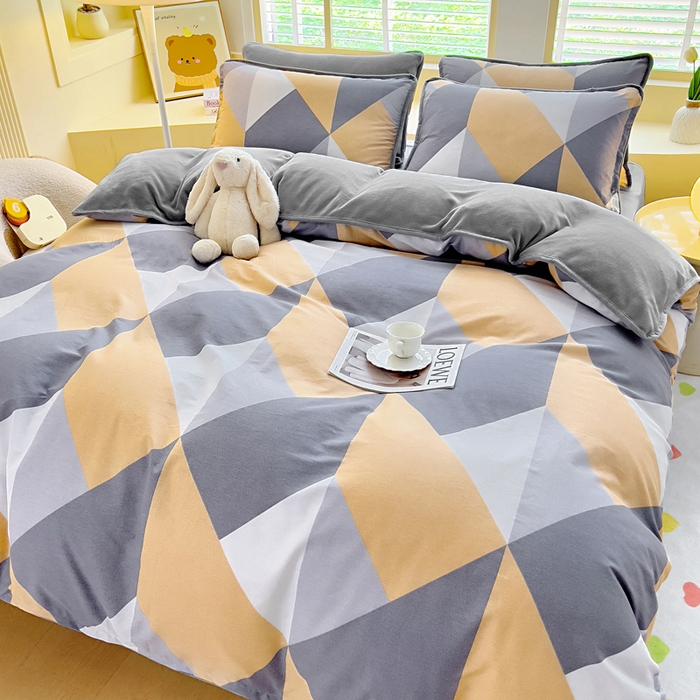 91家纺网 家纺一手货源 找家纺 琪琪阁家纺 2025新款A类全棉纯棉加牛奶绒包边款单被套四件套 布兰卡