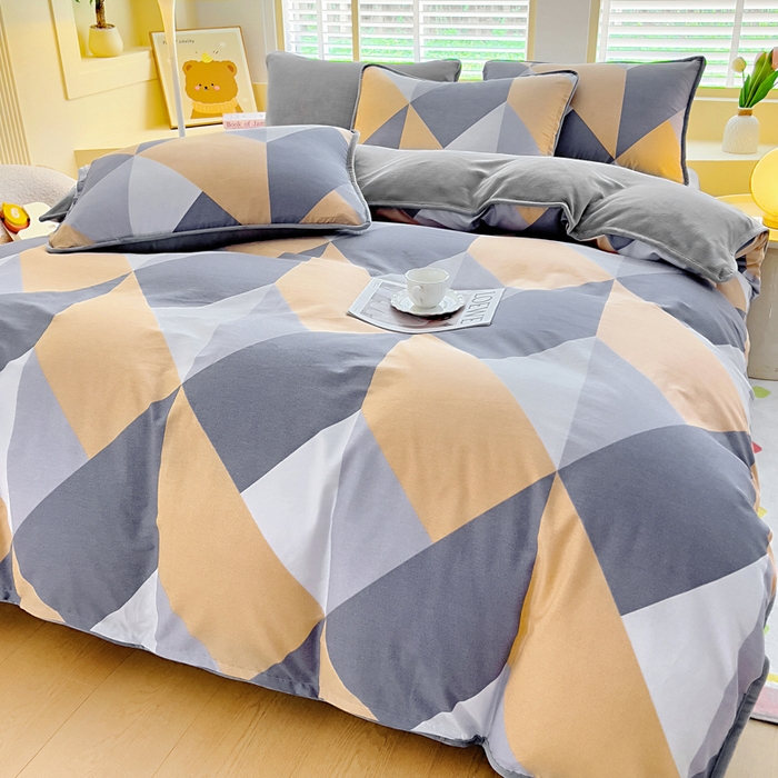 91家纺网 家纺一手货源 找家纺 琪琪阁家纺 2025新款A类全棉纯棉加牛奶绒包边款单被套四件套 布兰卡