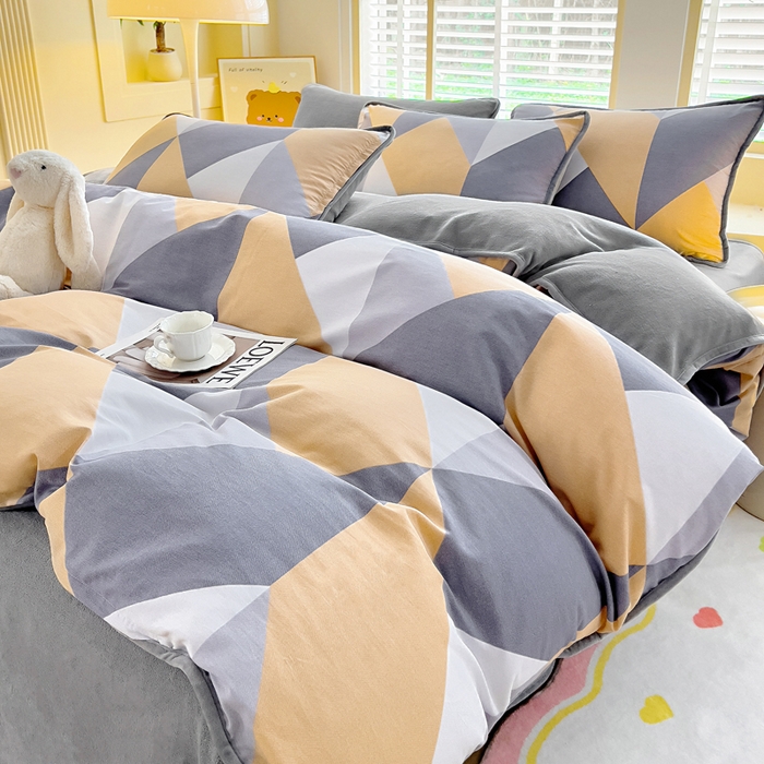 91家纺网 家纺一手货源 找家纺 琪琪阁家纺 2025新款A类全棉纯棉加牛奶绒包边款单被套四件套 布兰卡