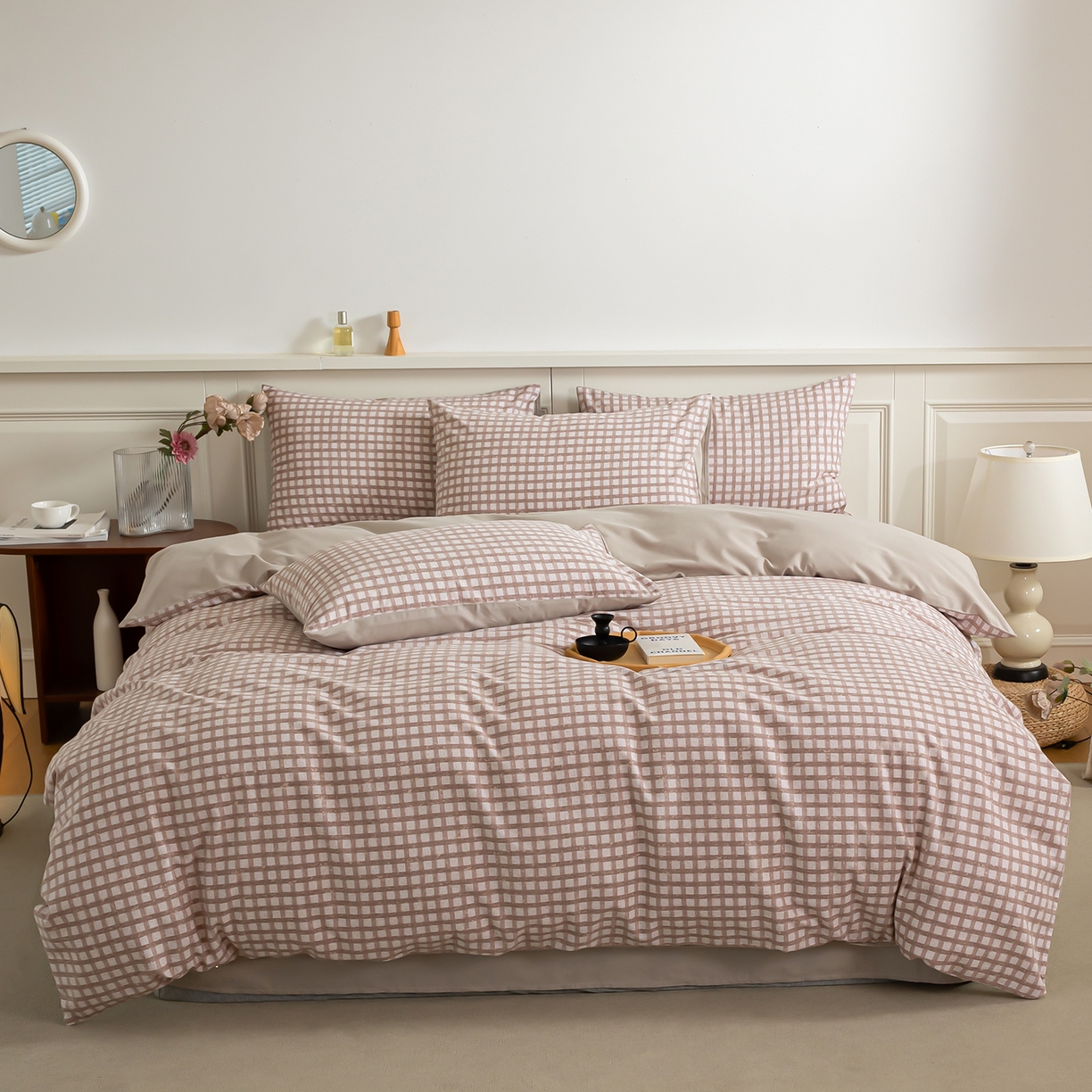 91家纺网 家纺一手货源 找家纺 绫韵家纺 2025秋冬新款印花全棉磨毛冬季加厚纯棉磨毛三件套四件套系列 华夫咖