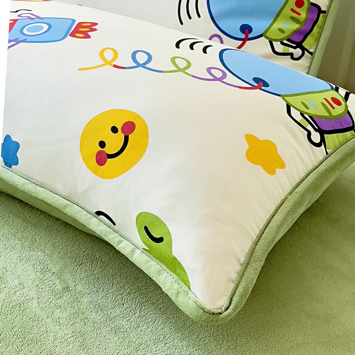 91家纺网 家纺一手货源 找家纺 琪琪阁家纺 2025新款A类全棉纯棉加牛奶绒包边款单被套四件套 怪兽学院