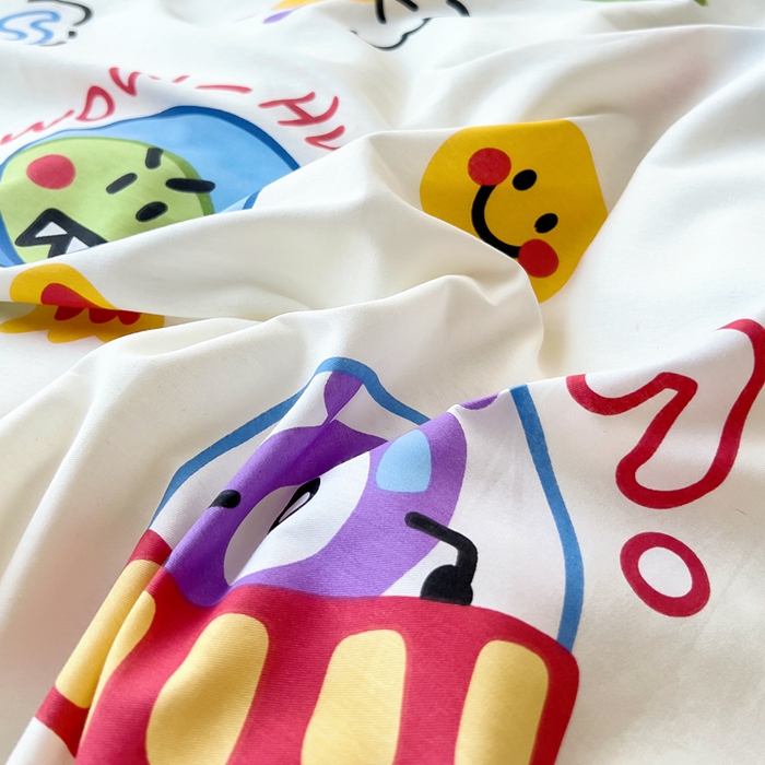 91家纺网 家纺一手货源 找家纺 琪琪阁家纺 2025新款A类全棉纯棉加牛奶绒包边款单被套四件套 怪兽学院