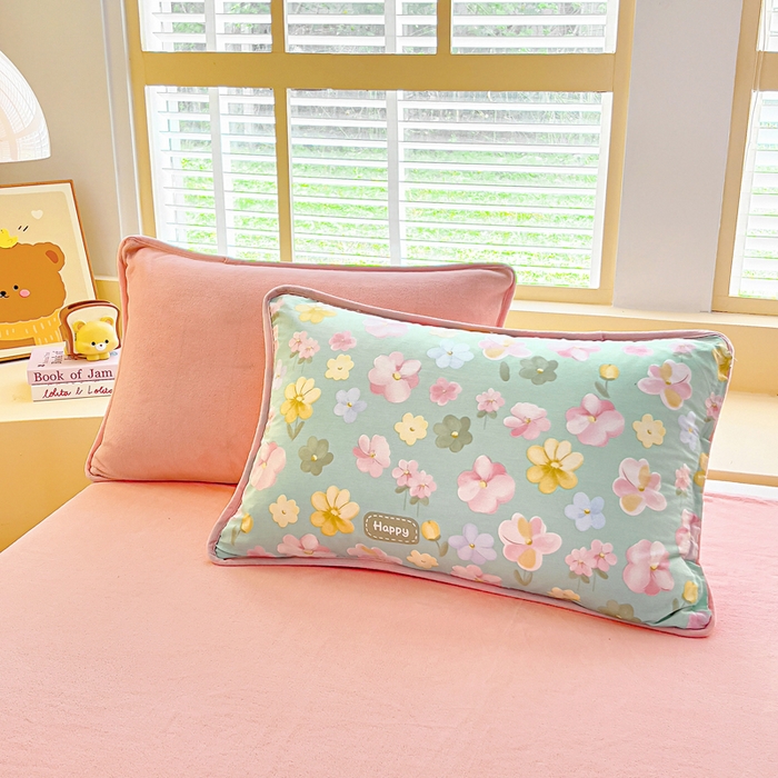 91家纺网 家纺一手货源 找家纺 琪琪阁家纺 2025新款A类全棉纯棉加牛奶绒包边款单被套四件套 花满城